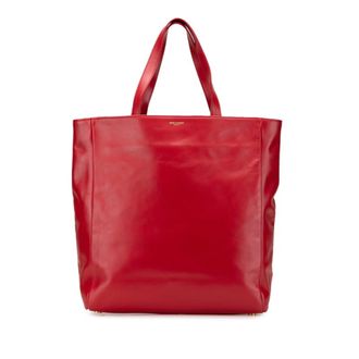 Saint Laurent Red Color Suede Leather Tote Bag (Pre-Owned)