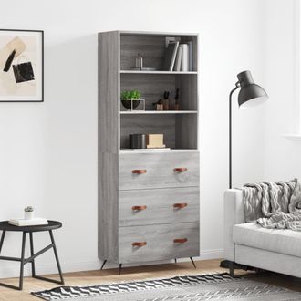 Berkfield Home Highboard Grey Sonoma 69.5x34x180 cm Engineered Wood
