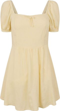 Jack Wills Dames/Dames Mini Jurk met Ruches Pofmouwen (Boter)