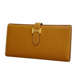 Herm&egrave;s Gold Epsom Leather Long Wallet (Bi-Fold) (Pre-Owned)