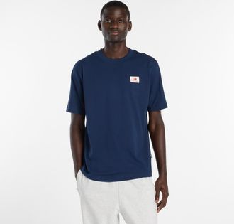 New Balance T-Shirt NEW BALANCE WOVEN LABEL T-SHIRT, Herren, Gr. XXL, navy, Obermaterial: 100% Baumwolle, Shirts T-Shirt, f&uuml;r sportliche Aktivit&auml;ten und Freizeit,