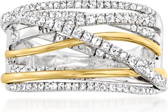 Ross-Simons Diamond Highway Ring in Sterling Silver With 14kt Yellow Gold