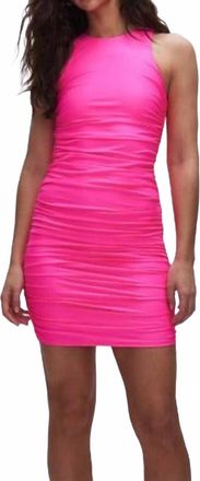 Good American Satin Ruched Tank Mini Dress In Knockoutpink