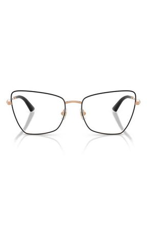 Jimmy Choo London 56mm Irregular Optical Glasses in Rose Gold/Black /Demo Lens at Nordstrom