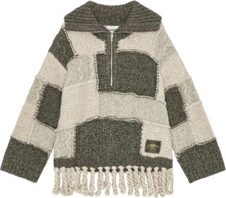Ganni Casual Gestreepte Jersey Top - Dames - V-hals truien - Veelkleurig - 2Xs/Xs - Truien & Vesten
