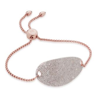 Monica Vinader Rose Gold Nura Diamond Friendship Chain Bracelet Diamond