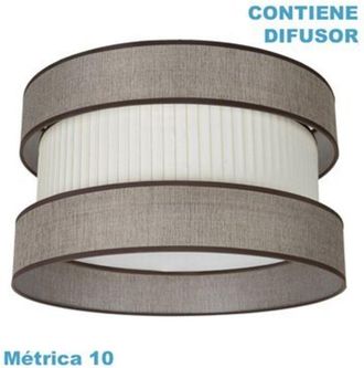 Fabrilamp Pantalla De Techo Home Suspendida Con Difusor Incluido M10 Ip20 &Oslash;60x25cm En Tejido Marr&oacute;n Y Beige, Multicolor, Talla Unica - Fabrilamp