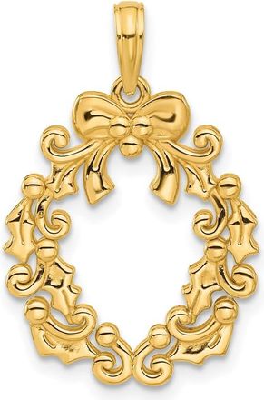 Diamond2Deal 14k Yellow Gold Polished Christmas Wreath Pendant