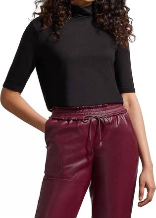Tribal French Terry Elbow Sleeve Top In Black