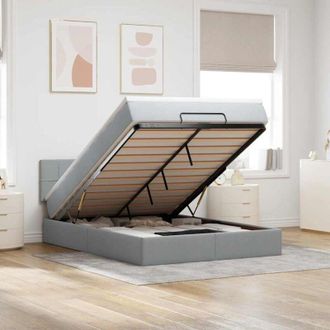 vidaXL Vidaxl - Estructura Cama Otomana Colch&oacute;n Tela Gris Claro 140x200cm