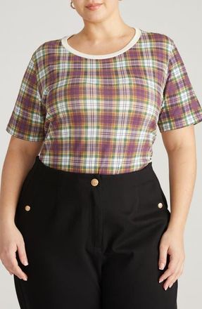 Universal Standard Tee Rex Tee in Purple Plaid at Nordstrom, Size 2Xl