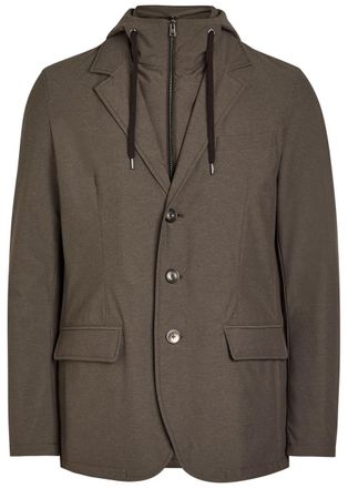Herno Double-layer Hooded Woven Jacket - Dark Brown - 54 (UK44 / Xxl)