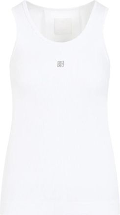 Givenchy Geribbelde Tanktop - Dames - Tops zonder mouwen - Wit - M - Katoen - Tops