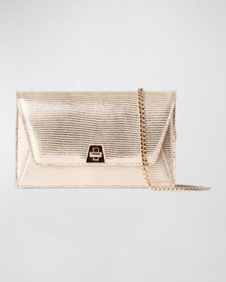 Akris Anouk Metallic Lizard-Embossed Crossbody Bag
