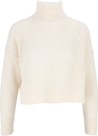 Antonelli Cropped High Neck Knit Sweater with Chunky Texture