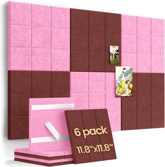 OEM Tablero De Fieltro Para Pared De 30 X 30 Cm, 6 Piezas, Adhesivo De Pared, Adhesivo De Fondo Para Pared, Tabl&oacute;n De Anuncios, Panel De Pared Diy