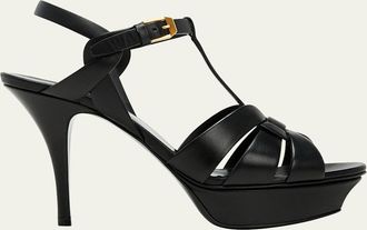 Saint Laurent Tribute Leather Platform Sandals