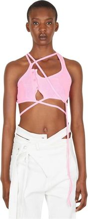 Ottolinger Otto Lounge Button Bra Top - Dames - Tops zonder mouwen - Roze - L - Katoen - Tops