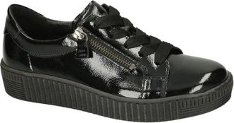 Gabor Schoenen, Dames, Zwart, 36 EU, Leer, Knautschlack Plateau Sneaker