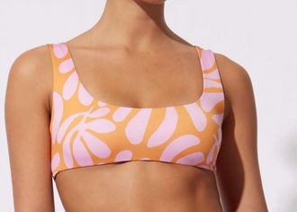 Solid & Striped Elle Bikini Top In Pink & Clementine
