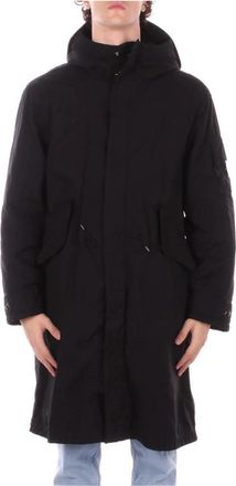 C.P. Company Twill Parka met Capuchon en Voering - Heren - Parka Jassen - Zwart - L - Nylon - Jassen