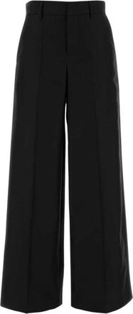 Alberta Ferretti Wolmix Wijde Pijpen Broek - Dames - Wijde Broeken - Zwart - S - Wol - Broeken