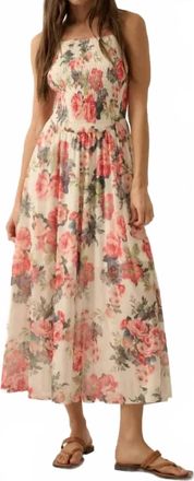 Promesa Womens Floral Mesh Smocked-Bodice Cami Maxi Dress In Cream