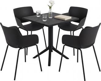 Clp Conjunto De Muebles De Jardin Norva Con 4 Sillas Negro
