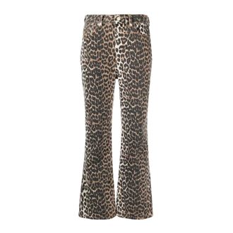 Ganni Print Denim Betzy Cropped - female - Ganni - Flare Jeans - Multicolor - W26 - Jeans
