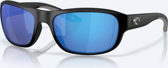 Costa Mens Clipperton Sunglasses In Matte Black/blue Mirror