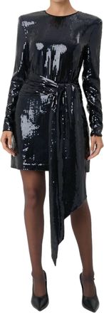 Toccin Carlotta Sash Sequin Mini Dress In Black