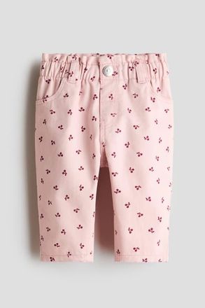 H&M Printed Twill Trousers in Light Pink/cherries at Nordstrom, Size 12-18M