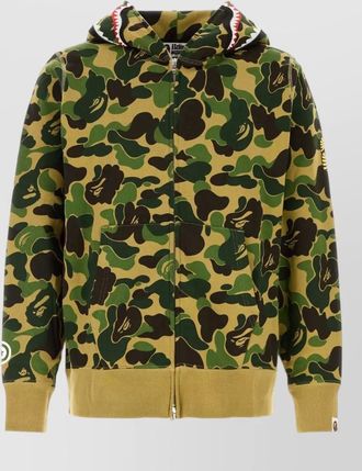 A Bathing Ape cotton camo hooded shark zip sweatshirt
