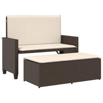 No Brand Maison Exclusive - Panca Da Giardino Con Cuscini E Poggiapiedi Marrone Polyrattan