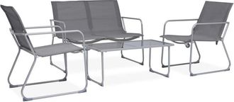 vidaXL Juego De Muebles De Jard&iacute;n 4 Piezas Tela Y Acero Gris Vidaxl