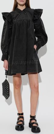 Ganni Ruffled Dress, Womens, Black