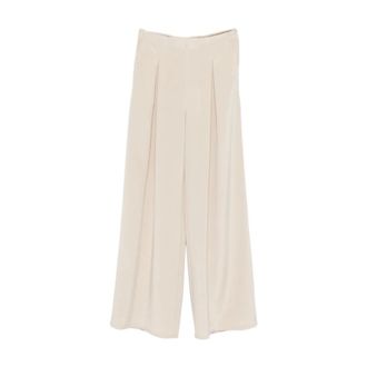 Max Mara Wide Trousers, female, Beige, Size: 2XS Palude Pleated Wide-Leg Trousers