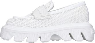 Casadei Leren en stoffen mocassins - Dames - Loafers - Wit - 37 EU - Leer - Schoenen