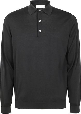 FILIPPO DE LAURENTIIS Klassiek poloshirt met lange mouwen - Heren - Polos - Zwart - 2XL - Katoen - Tops