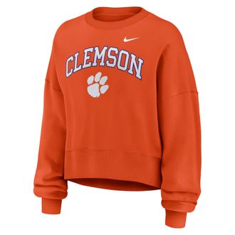 Nike Clemson Phoenix Arch Nike Womens College Pullover Crew in Orange | 01D789MCLN-Y48