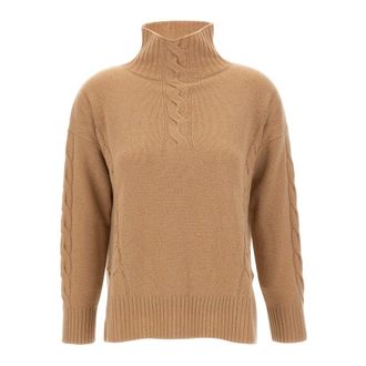 KANGRA Truien & Vesten, Dames, Bruin, XS, Wol, Gebreide trui met hoge hals