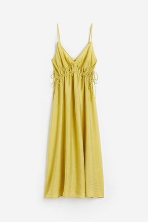 H&M Kleid mit Tunnelzug-Details - Gelbgr&uuml;n