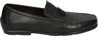 Valentino Zwarte Instappers met Rubberen Zool - Heren - Loafers - Zwart - 45 EU - Leer - Schoenen