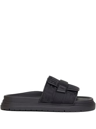 Fendi Slippers met jacquard bandje - Zwart