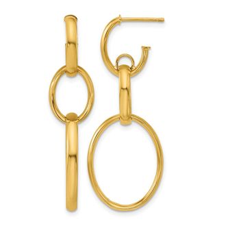 Diamond2Deal 14K Yellow Gold Oval Shape Link Drop Dangle Earrings