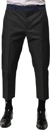 Dolce & Gabbana Mens Cotton-Nylon Cropped Chinos Gray
