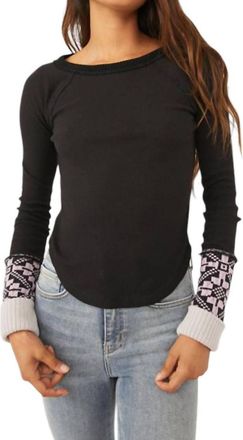 Free People Shes Reversible Cuff Shirt In Black