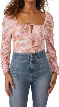 Free People Hilary Printed Top In Pink Combo