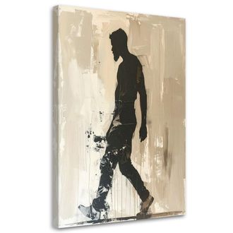 Feeby Cuadro En Lienzo Silueta Masculina En Composici&oacute;n Urbana Beige 80x120