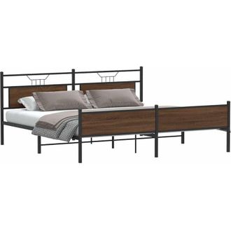 vidaXL Vidaxl - Estructura De Cama Sin Colch&oacute;n Metal Roble Marr&oacute;n 200x200 Cm